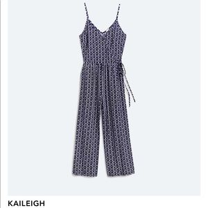 NWT Stitchfix Kaileigh Lisette Knit Cropped Jumpsuit in Navy & White